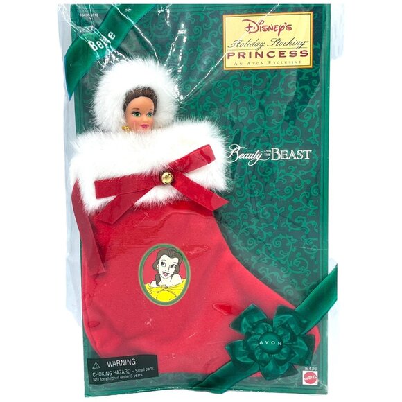Disney Holiday Stocking Princess Belle Doll In Red Christmas Stocking By Avon - Picture 8 of 9